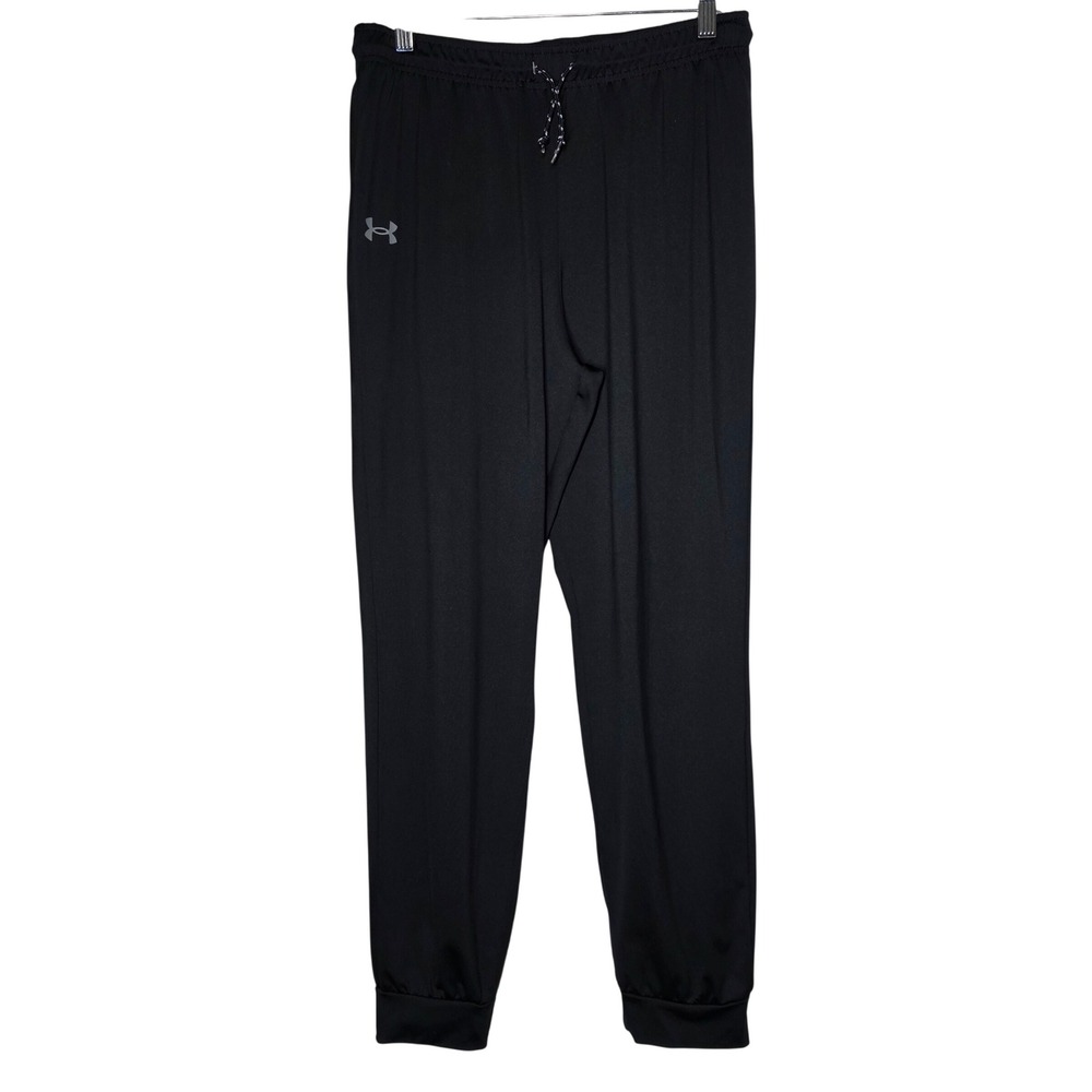 Under Armour Youth XL Black Jogger Pants Tapered Athletic Sweatpants UA Logo